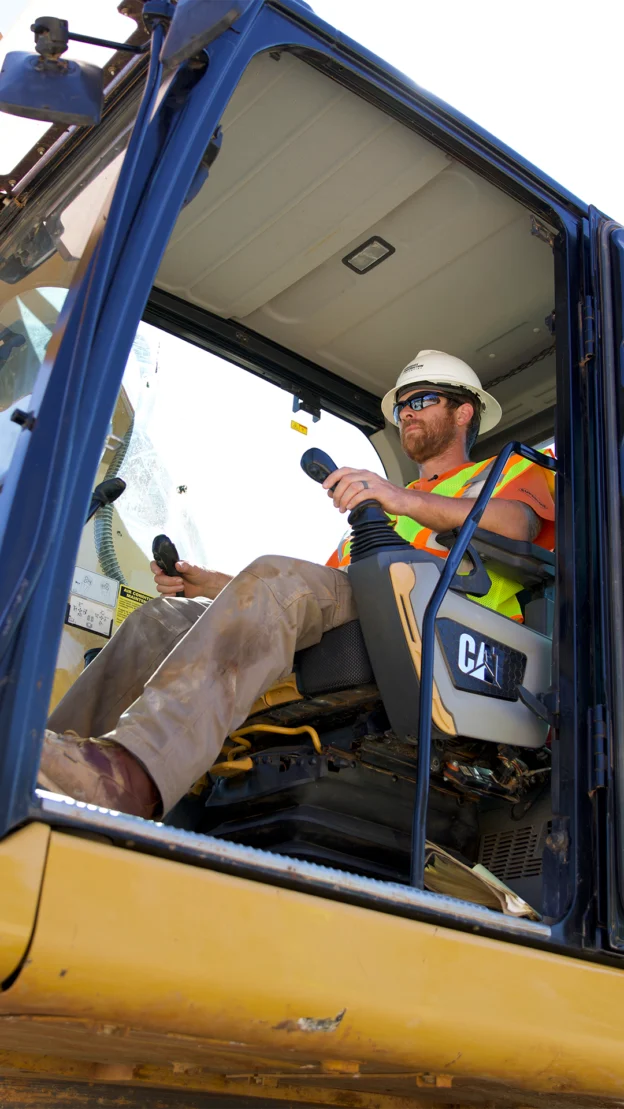 Man sitting in trackhoe